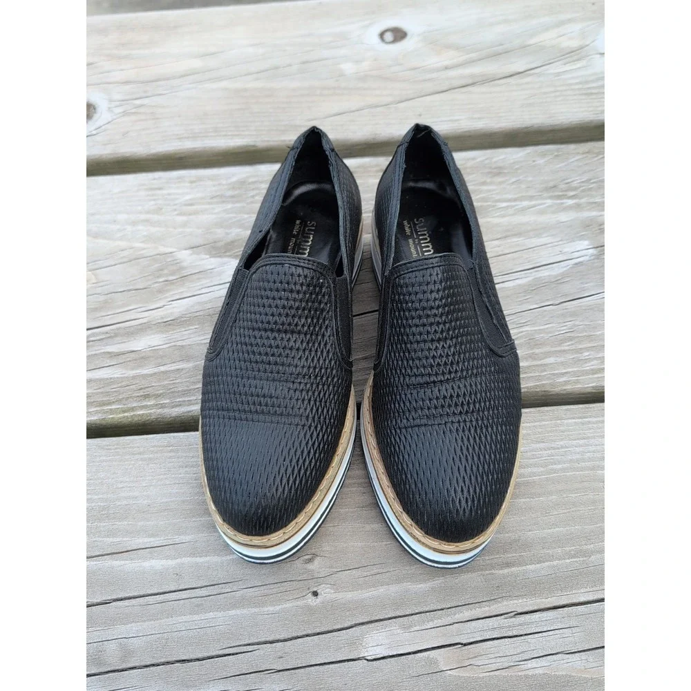 Summit by White Mountain Italy Women's Black Leather Platform Shoes 37 | US 6.5